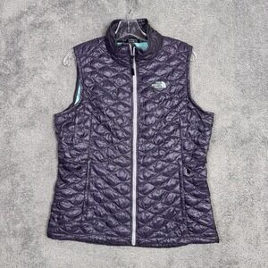 North Face Thermoball Vest Womens L Quilted Puffer Jacket Full Zip Ripstop C777